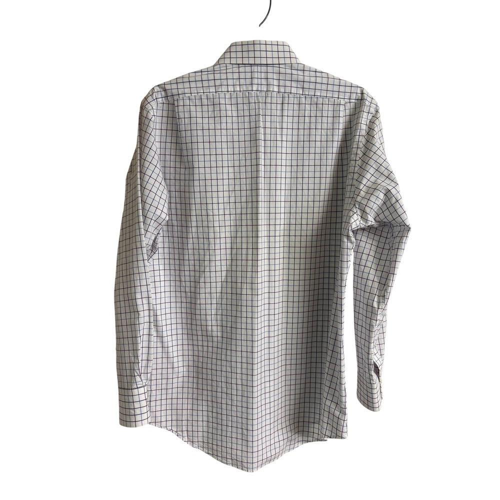 Polo Ralph Lauren Men's Custom Fit Dress Shirt 16 32/33 White Blue Windowpane - Picture 2 of 8